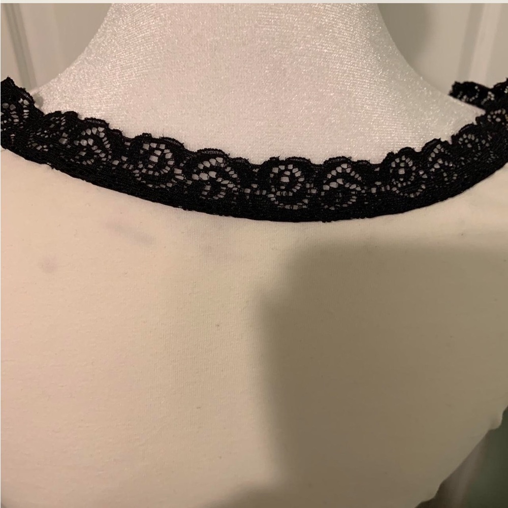 reworked vintage hbp lace t-shirt size S - Picture 4 of 6